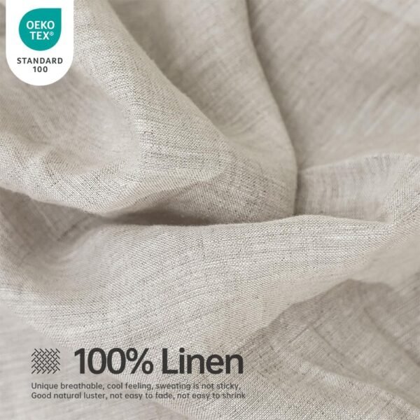 Simple&Opulence 100% Linen Sheet Set Solid Color- 6 Pcs Washed French Flax Bed Sheets (1 Flat Sheet, 1 Fitted Sheet, 4 Pillowcases) - Breathable Home Collection (Basic Linen, Queen) - Image 2