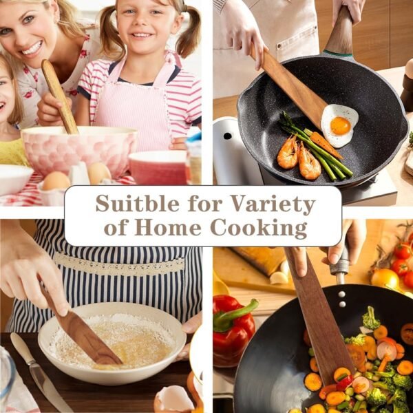 4PCS Wooden Spatula Set, Wooden Spurtle Set for Cooking, Stirring, Mixing, Serving, non Stick Kitchen Utensils Set for Egg Flipping Spatula, Scraping & Turning - Image 7