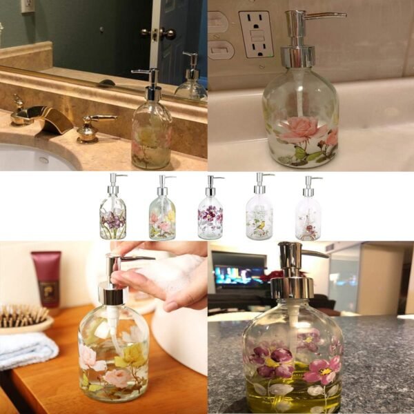 Glass Soap Dispenser Bottle with Pump,Refillable Liquid Hand Soap Dispenser for Bathroom, Kitchen Soap Dispenser 17 oz - Image 5