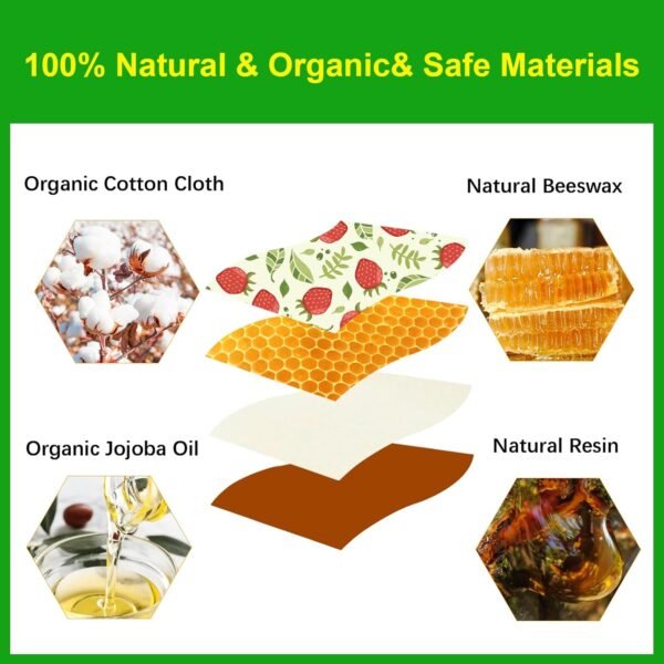 Reusable Beeswax Bowl Covers - Food Cover Stretch Edging, Stretchable Beewax Wrap, Elastic Storage Wraps for Storage Containers，set of 3 - Image 3