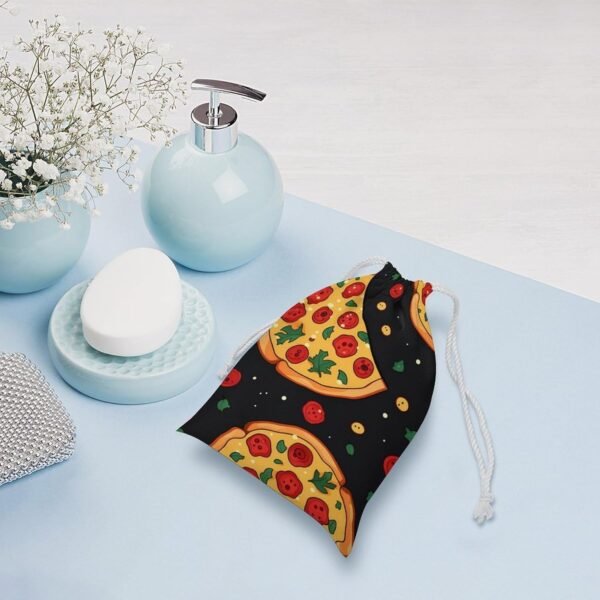 Food Pizza Drawstring Storage Bag Canvas Stuff Sack Christmas Gift Pouch Laundry Bags Reusable Cloth Shoe Bags 12 * 18cm - Image 5