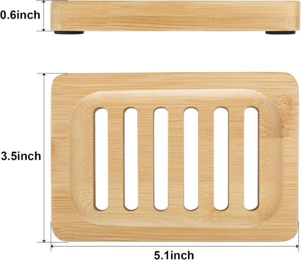 Anwenk Bamboo Wooden Soap Dish, Bar Soap Holder Soap Tray for Shower Bathroom Kitchen Sink Drainer - 2 Pack (Natural Color) - Image 2