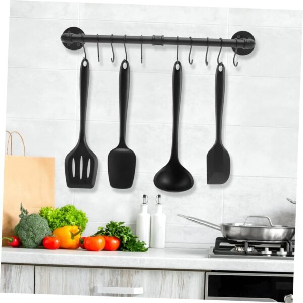 BESTOYARD 1 Set Pendant Rack Kitchen Utensil Mounted Clothes Hanger Industrial Pan Holder Pot Organizer Rack Kitchen Utensil Hanging Rack Kitchen Rail Cookware Hanging Shelves Iron - Image 9
