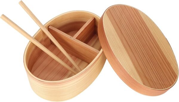 Bento Box Adult for Food Container, 1layer Bento Lunch Box Wood Wooden Sushi Tableware Women Men Lunch Container with Chopstick Kitchen Utensils Set for Home Office Picnic Outdoor - Image 9