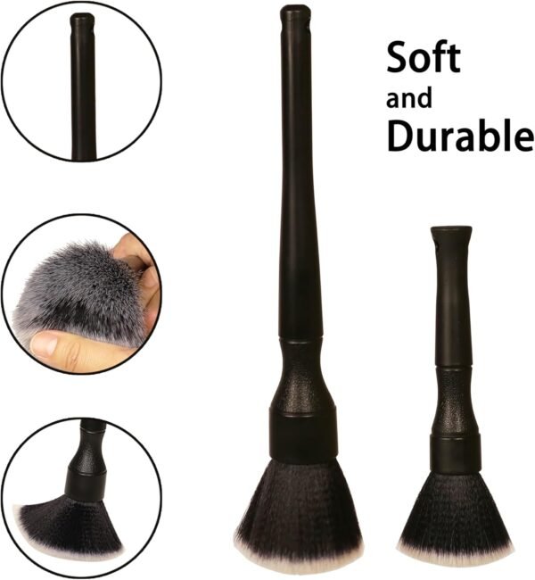 Car Detailing Brush Set, 7 Pcs Natural Bristles Car Detailing Kit for Automotive Interior, Air Conditioning Vents, Engine Bays, Dashboard and Wheels - Image 4