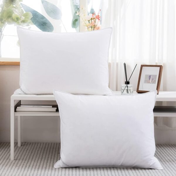 Goose Down Feather Pillows Hotel Collection Bed Pillow for Sleeping,100% Cotton Fabric, Good for Side and Back Stomach Sleeper Standard Size (1 Pack, White) - Image 3