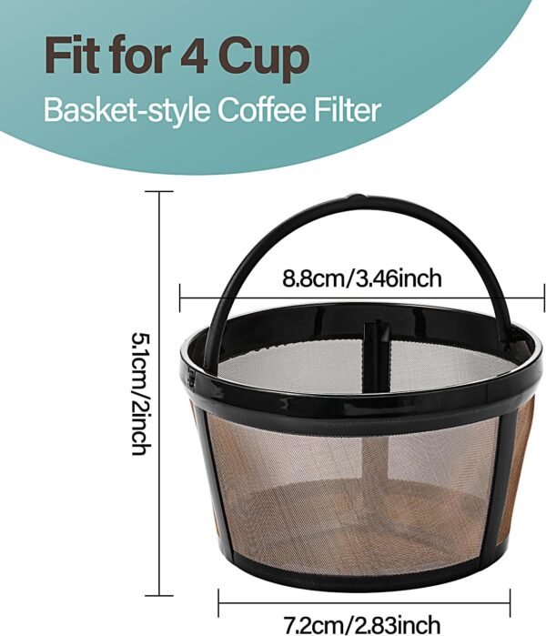 Prasacco Reusable Coffee Filter, 4 Cup Basket Coffee Filters Replacement Coffee Filter Permanent Filter Coffee Replacment Coffee Filter for Mr. Coffee Coffee Makers and Brewers (1 PC) - Image 2