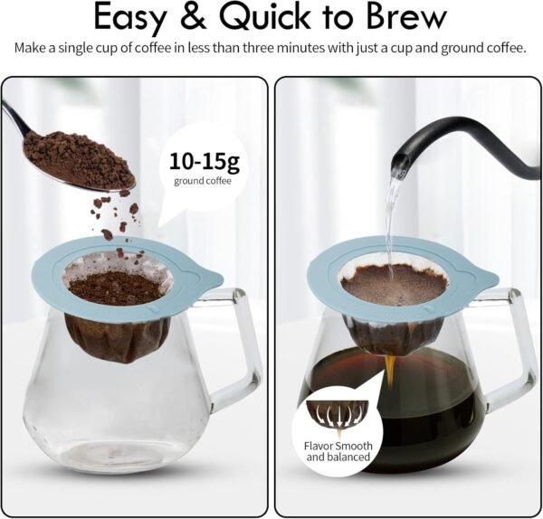 Portable Pour Over Coffee Dripper Reusable Coffee Filters Pour Over Coffee Maker for Camping Coffee, Travel Coffee Maker (50, white) - Image 7