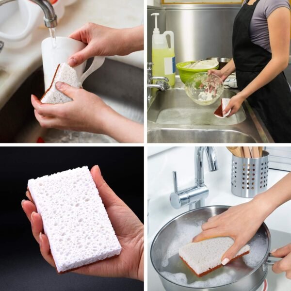 Natural Plant Based Scrub Sponge 12 Pack, Palm Fiber Scrubbing Sponge with Non Scratch Biodegradable Compostable Sponges,Long Lasting No Smell Dishwashing Kitchen Scrubber - Image 5