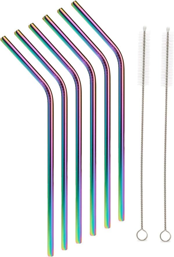 Stainless Steel Straws Iridescence Colors, Fits 30 oz Tumbler, Extra Long Reusable Ecofriendly