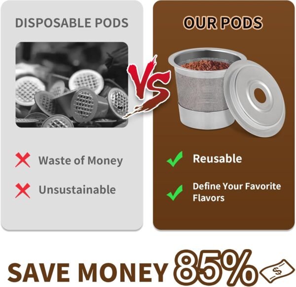 2 Pack Reusable Pods for Ninja Dual Brew Coffee Maker, Stainless Steel Reusable K Pod Permanent K Cups Filters Coffee Accessories Compatible with Ninja CFP101 & Ninja PB051 Coffee Maker - Image 6