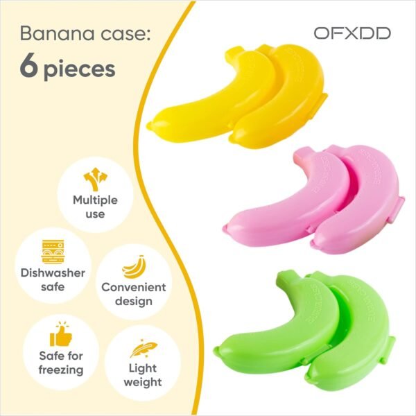 Banana Case - Plastic Banana Holder for Lunch Boxes - Reusable Banana Keeper Cap - Banana Container Storage for Picnic, Camping, Keep Fresh, 6 Pcs - Image 2