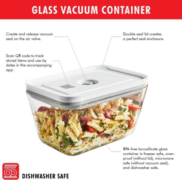 ZWILLING Fresh & Save Vacuum Sealer Machine Starter Set with Airtight Food Storage Container Glass, Sous Vide Bags, Meal Prep - Image 3