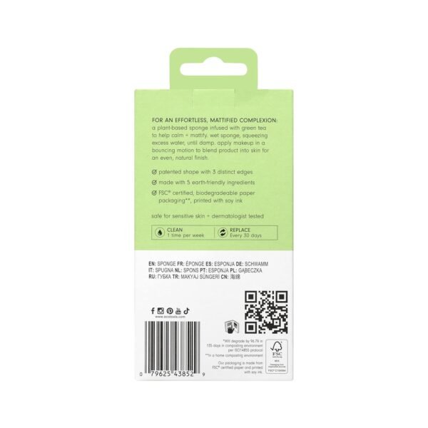 EcoTools Green Tea Bioblender, Compostable Makeup Blending Sponge, For Foundation & Base Coverage, Skin-Calming, Natural Infusion, Cruelty Free & Vegan, Packaging May Vary, 1 Count - Image 11