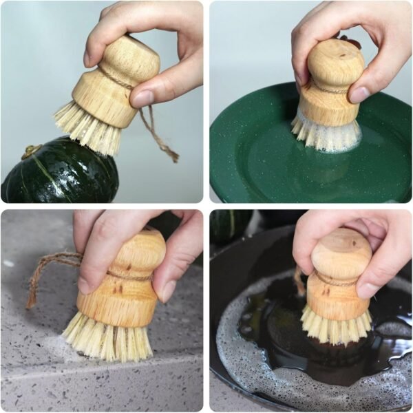 3PCS Bamboo Scrub Dish Brushes for Kitchen-Delicate Natural Washing Brush, can be Used to Clean Iron pots, Plates and Some Vegetables and Fruits Surface, is a Good Choice for Home Kitchen Clean. - Image 4