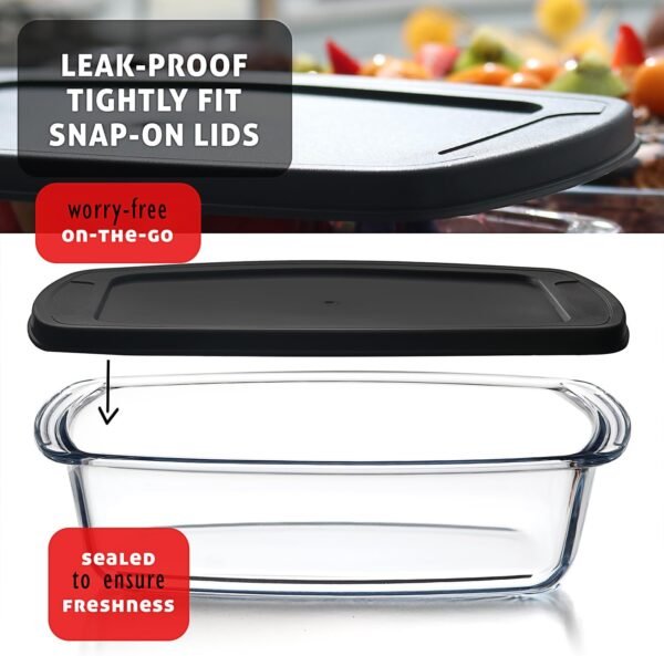 EATEX Glass Bread Pans for Homemade Bread Baking, 1.9 Qt Deep Glass Food Storage Containers with Lids Glass, 3 Glass Bread Loaf Pans 3 Airtight Lids - Image 8