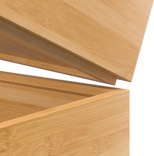 Bamboo Drawer Organizer, Stackable Utensil Organizer for Kitchen, Bamboo Storage Box Wood Silverware Tray for Drawer 15" x 6" x 2" Set of 2 - Image 5