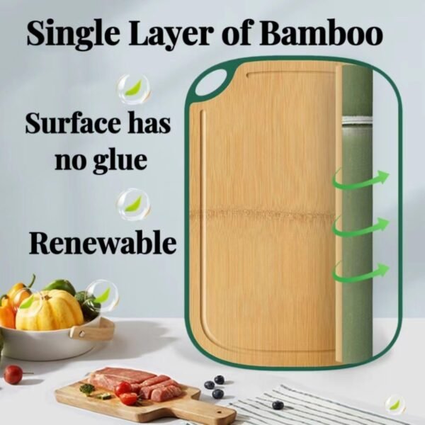 Bamboo Cutting Board for Kitchen, double sided with No Splicing Juice Groove X-Large with polypropylene BPA-Free reverse side 15.9" x 11" by PSGoodLife - Image 2