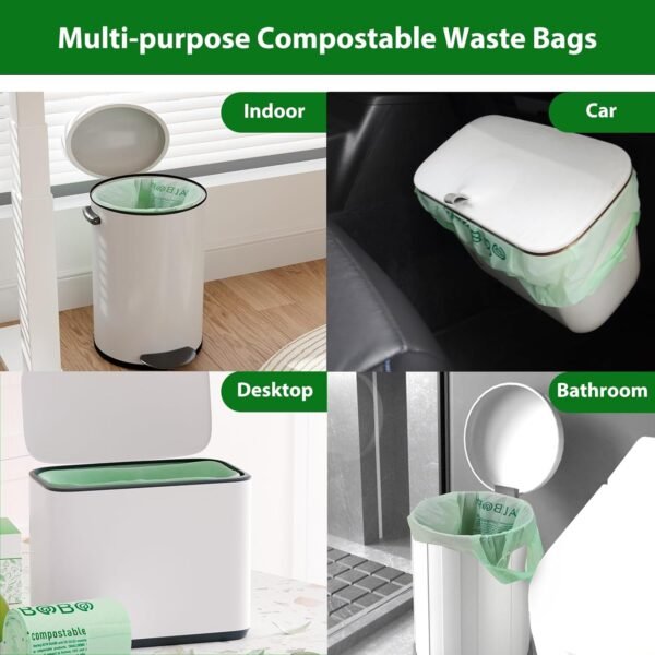 Compostable Bags 1.6 Gallon Handle Tie Food Scrap Bags, 50 Count, 6 Liter, BPI & OK Compost HOME Certified - Image 7