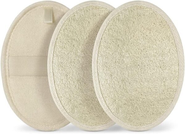 Natural Loofah Sponge, Organic Loofah, Eco-Friendly Luffa Biodegradable, Exfoliating Loofah Pad, All-Natural Body Scrubber, for Shower, Bath, Dead Skin Removal (3 Pack)