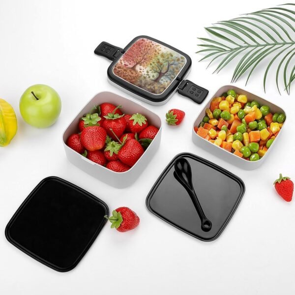 Autumn Naturally Bento Box Adult Lunch Box All-in-One Lunch Containers with Removable Compartments Double Layer Bento Lunch Box with Spoon And Handle Stackable Lunchbox - Image 3