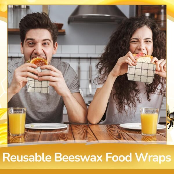 17 x 23 Inch Reusable Beeswax Food Wrap Beeswax Wraps for Food Bread Sandwich Reusable Beeswax Paper Organic Beeswax Bowl Covers Sustainable Food Storage Containers - Image 7