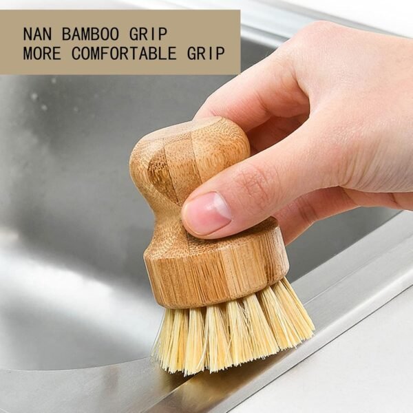 Bamboo Dish Scrub Brushes, ZP Natural 3Pack Kitchen Wooden Cleaning Scrubbers Set for Cleaning Pots, Pans and Vegetables - Image 3
