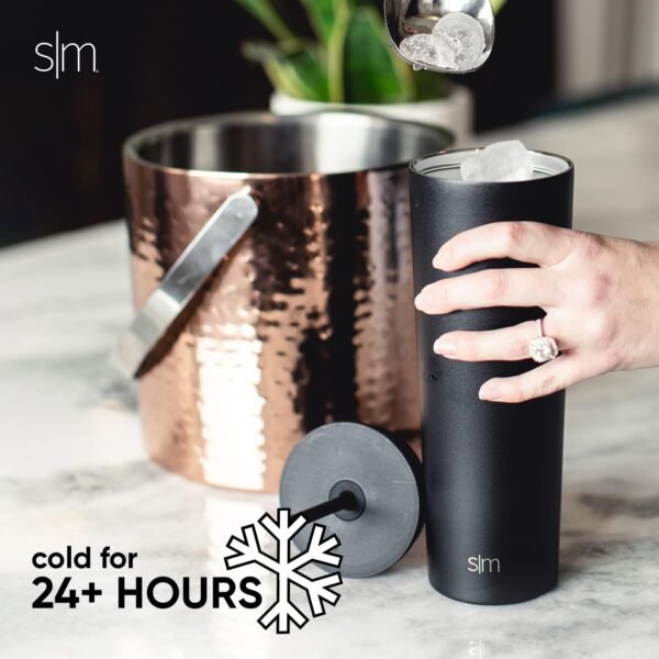 Simple Modern Insulated Tumbler with Lid and Straw | Iced Coffee Cup Reusable Stainless Steel Water Bottle Travel Mug | Gifts for Women Men Her Him | Classic Collection | 28oz | Blue Dune - Image 5