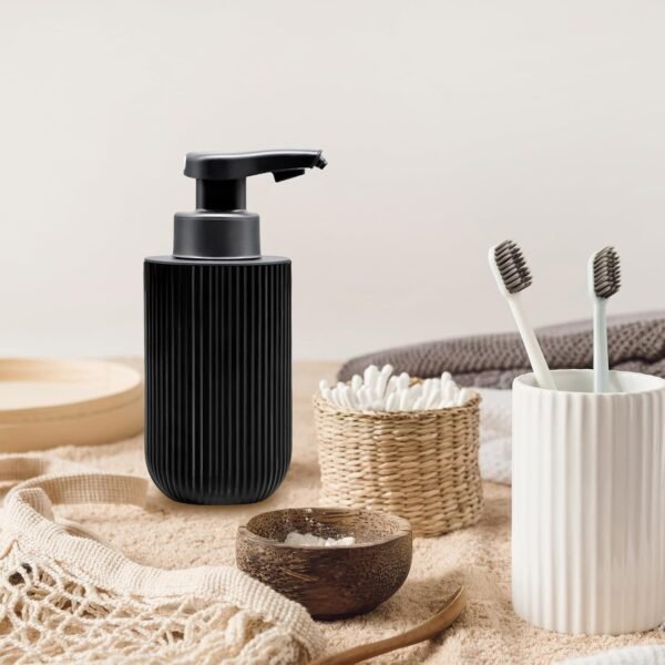 12 oz Automatic Touchless Glass Soap Dispenser, Rechargeable Hands Free Ribbed Liquid Soap Dispenser with Electric Sensor Pump,Black Refillable Auto Soap Bottle for Bathroom Kitchen Dish Countertop - Image 6