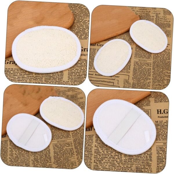 CANIGHT 4 Pcs Bath Towel Natural Loofah Pads Bath Loofahs Sponge Natural Loofah Sponge Loofah Body Scrubbers Face Scrubbers Loofah Dish Sponge Natural Sponge Loofah Sponge Pads Beige - Image 6