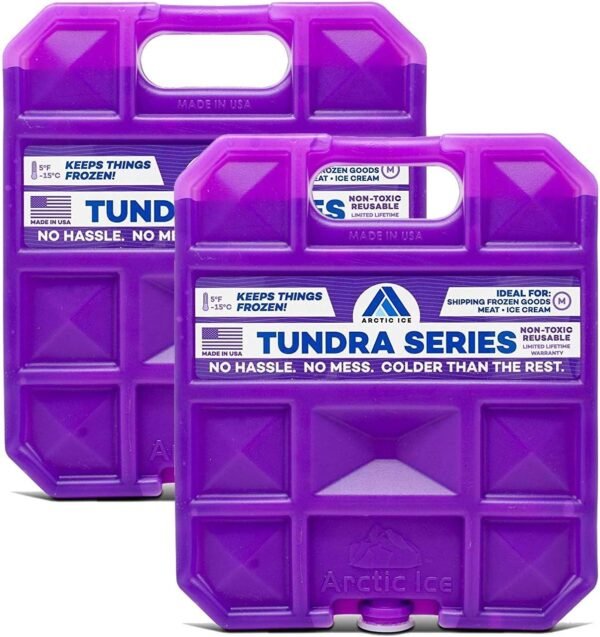 Arctic Ice Tundra Series Long Lasting Reusable Ice Pack for Coolers, Lunch Boxes, Camping, Fishing and More (2-Pack) (Medium 1.5 LB)