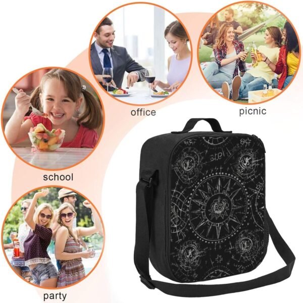 Insulated Lunch Bags for Women Supernatural Symbols Black Reusable Lunch Boxes Waterproof Shoulder Bag Lunch Cooler Bag for Work - Image 4