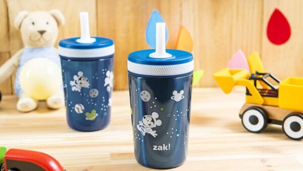 Zak Designs Disney Mickey Mouse Kelso Tumbler Set, Leak-Proof Screw-On Lid with Straw, Bundle for Kids Includes Plastic and Stainless Steel Cups with Bonus Sipper (3pc Set, Non-BPA)15 fl oz. - Image 11