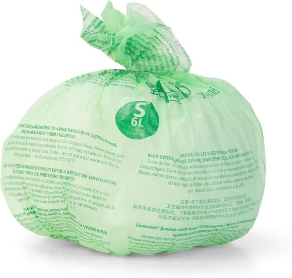 Brabantia 419683 10 Compostable Trash Bags, 1.6 Gallon, Green - Image 2