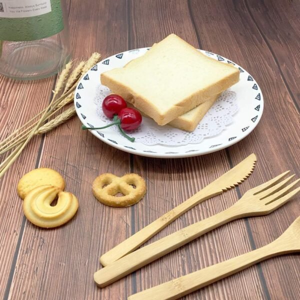 Bamboo Utensils, Eco Friendly Flatware Set, Bamboo Cutlery Set, Bamboo Travel Utensils, Camping Utensils Set, Portable Utensils Set, Knife, Fork, Spoon, Reusable Straws Chopsticks, 7 Pieces,7.9 inch - Image 5