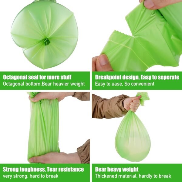 Compost Bags, 5 Gallon, 20Liter, Extra Thick 0.78 Mils, Biodegradable Food scrap waste bags with US BPI ASTM D6400 and Europe OK Compost Home Certified - Image 3