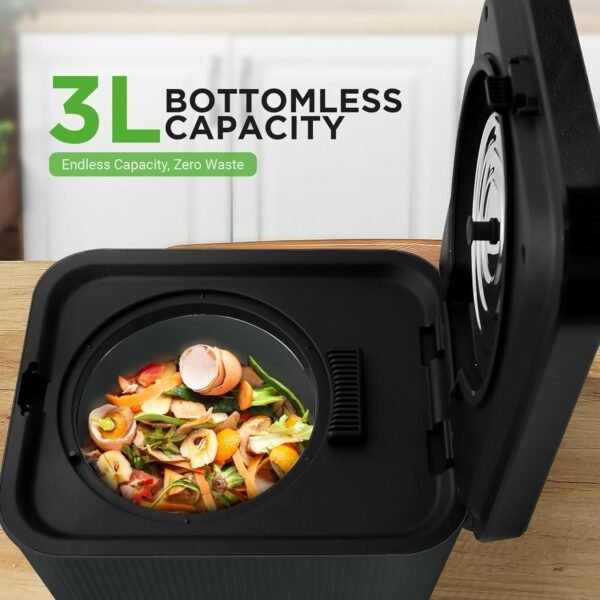 Nutrichef 3L Electric Kitchen Composter - Compost’s Organic Material & Food Scraps | Countertop Automatic Compost Bin | Dry, Crush, & Cooling Functions | Perfect for Kitchens & Apartments | Grey - Image 5