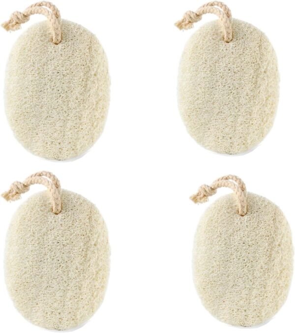 4 Packs Natural Loofah Exfoliating Sponge，Organic Loofah Body Scrubber Natural Exfoliating Sponge with Biodegradable Luffa Shower Loofah Sponge Gentle Body Scrub Eco Friendly Vegetable Fiber Loofah