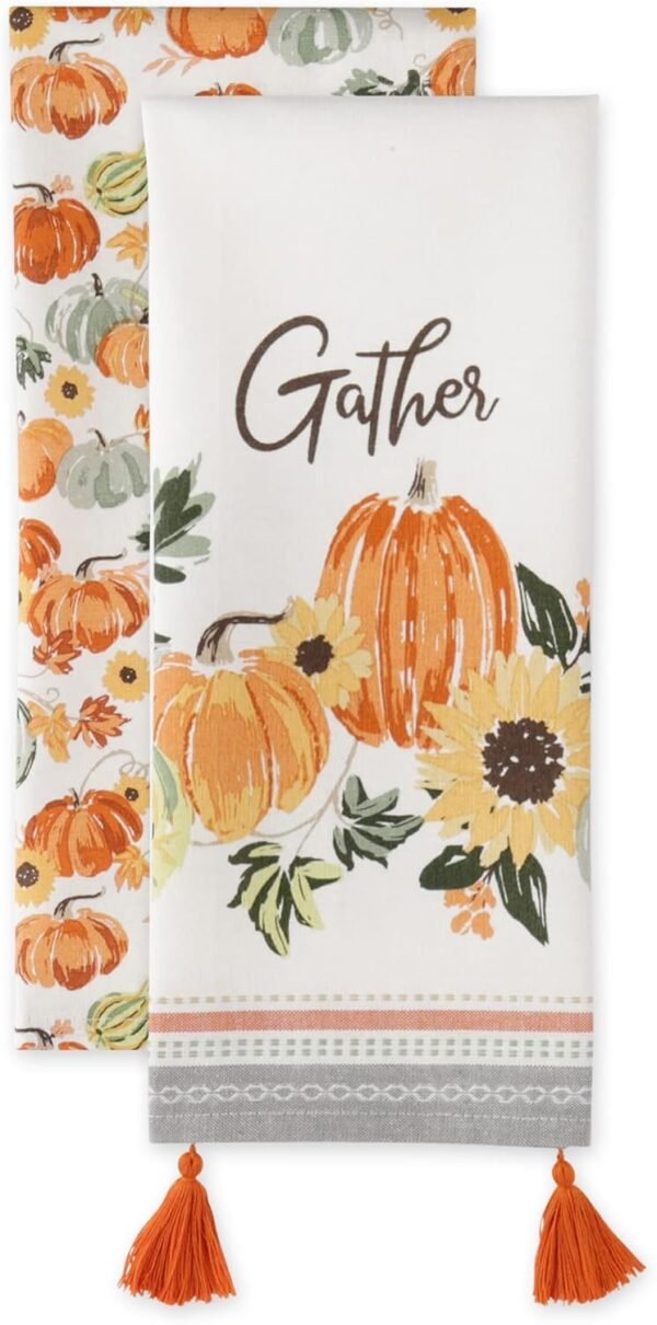 DII Decorative Thanksgiving Kitchen Towels Absorbent Cotton Fall Dish Towel Set, Dish Towel Set, 18x28, Gather, 2 Count - Image 2