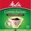 Melitta #4 Cone Coffee Filters, Unbleached Natural Brown, 100 Count (Pack of 6) 600 Total Filters Count - Packaging May Vary