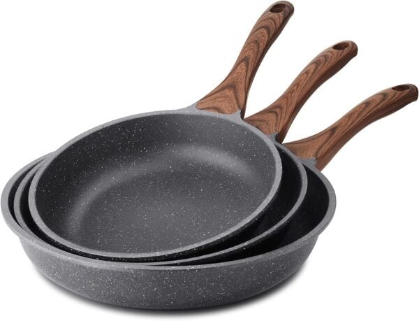 SENSARTE Nonstick Frying Pan Skillets, Swiss Granite Coating Omelette Pans, Healthy Cookware Chef's Pan, PFOA Free(9.5+11+12.5 Inch)