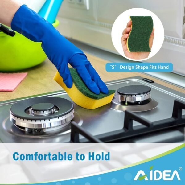 AIDEA Heavy Duty Scrub Sponge-50 Count, Cleaning Sponge, Kitchen Dish Sponge, Effortless Cleaning Eco Scrub Pads for Dishes,Pots,Pans All at Once - Image 4