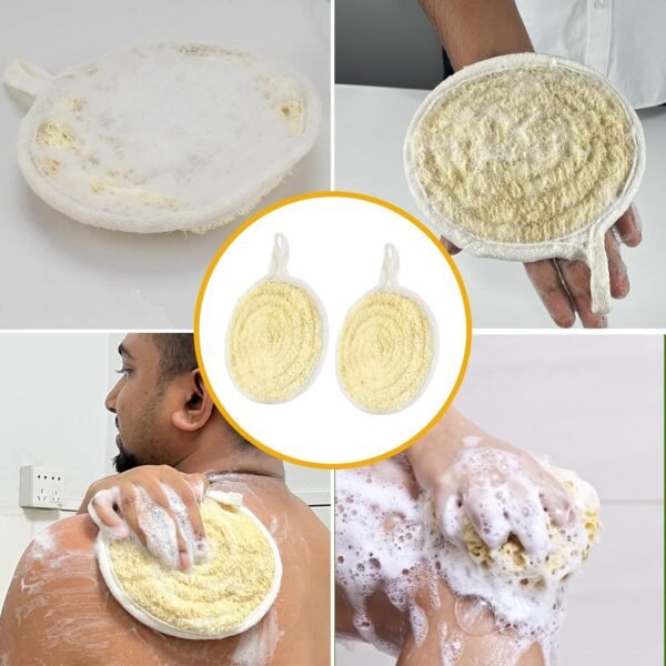 Natural Loofah Sponge Shower Round 6.3 Inch, Natural Loofah Exfoliating Body Scrubber, Shower Loofah for Back and Face Skin, Back Scrubber for Men Wowen Adults Back Face Skin SPA Care - 2 Pieces - Image 4