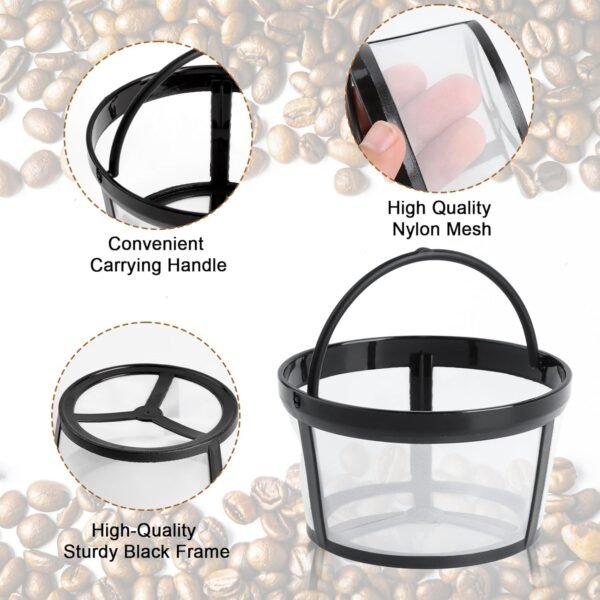 Reusable Coffee Filters, 4 Cup Coffee Filter Replaces Paper Coffee Filters Permanent Coffee Filter Nylon Mesh Reusable Basket Coffee Filter for Home Coffee Shops - Image 3