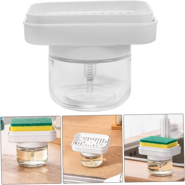 DOITOOL 4pcs Presser Liquid Double Dishwashing Sink Strainer Soap Foam Dispenser Faucet Simple Dispensers Drainers for Kitchen Sink Dish Soap Dispenser Sponge Human Soda Glass - Image 3