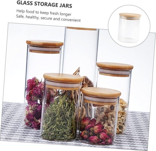 MAGICLULU 2pcs Sealed Jar Candy Container Snack Containers Airtight Food Storage Test Tubes with Lids Bar Condiments Container Clear Glass Storage Jars Glass Candy Pot Food Storage Jar Wood - Image 6