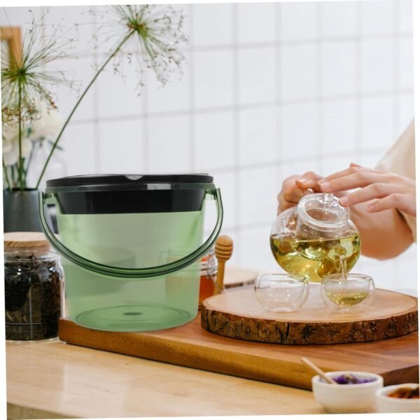 Tea Residue Bucket Camper Accessories Garbage Can Trash Can Food Waste Bin for Kitchen Compost Bin Kitchen Recycle Bins for Kitchen Countertop Compost Bin with Lid The Pet Green - Image 4
