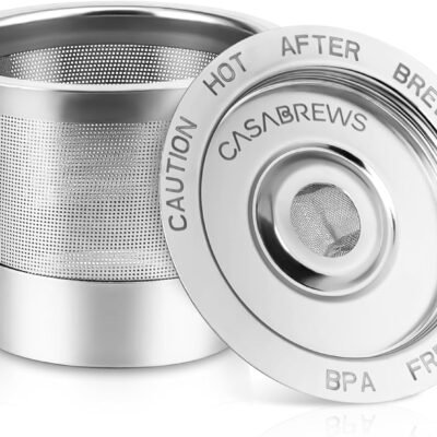 CASABREWS Reusable K Cups Coffee Pods for Keurig, Universal Stainless Steel Refillable Reusable K-Cup Coffee Filters Compatible with Keurig 1.0 Coffee Machines, Eco-Friendly, BPA-Free