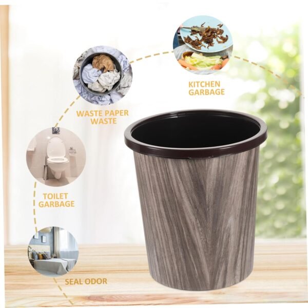 Imitation Wood Grain Trash Can Retro Bin Garbage Can Bedroom Trash Bin Kitchen Garbage Can Wastebasket Top Lid Retro Style Trash Cans Retro Trash Can Compost Bin Sink Mini Plastic - Image 7