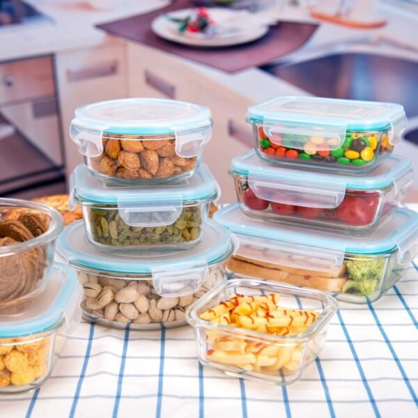 Glass Food Storage Containers with Lids, [18 Piece] Meal Prep Containers for Food Storage , BPA Free & Leak Proof (9 Lids & 9 Containers) - Image 6